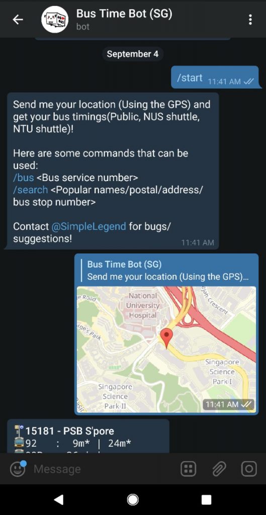 bus time bot telegram channels bots stickers singapore