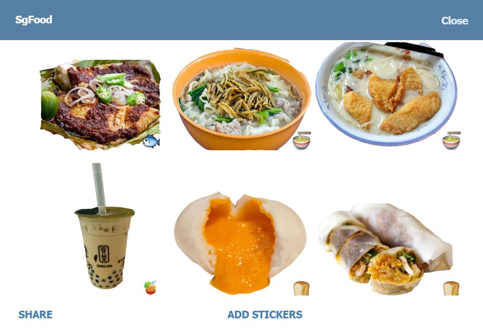 sgfooood telegram channels bots stickers singapore