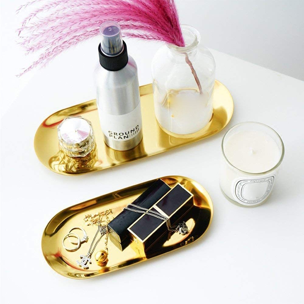 gold jewellery tray desk organiser