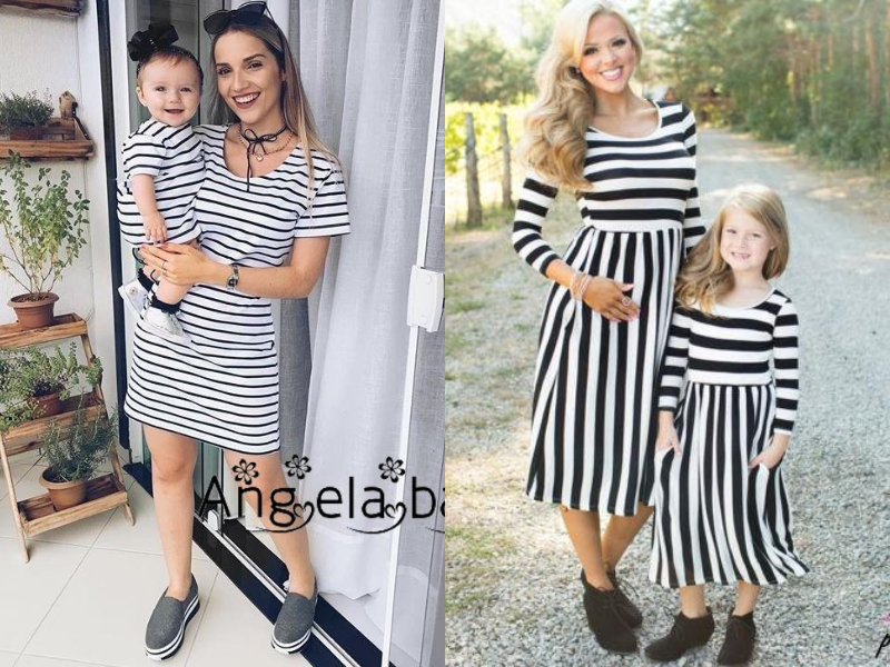 stripe mother daughter dress