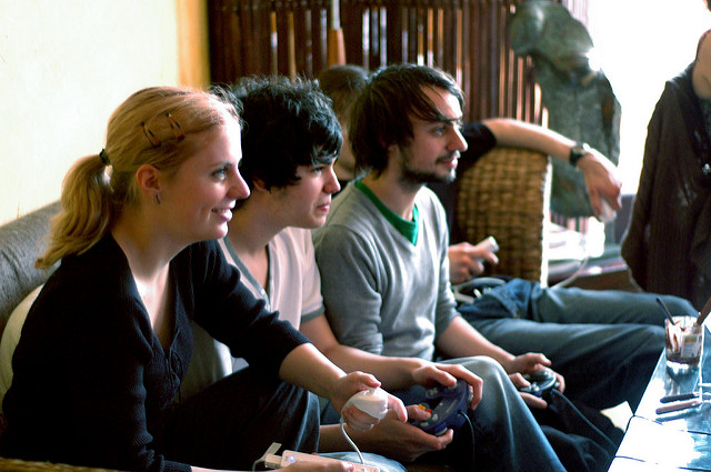 gaming console people playing