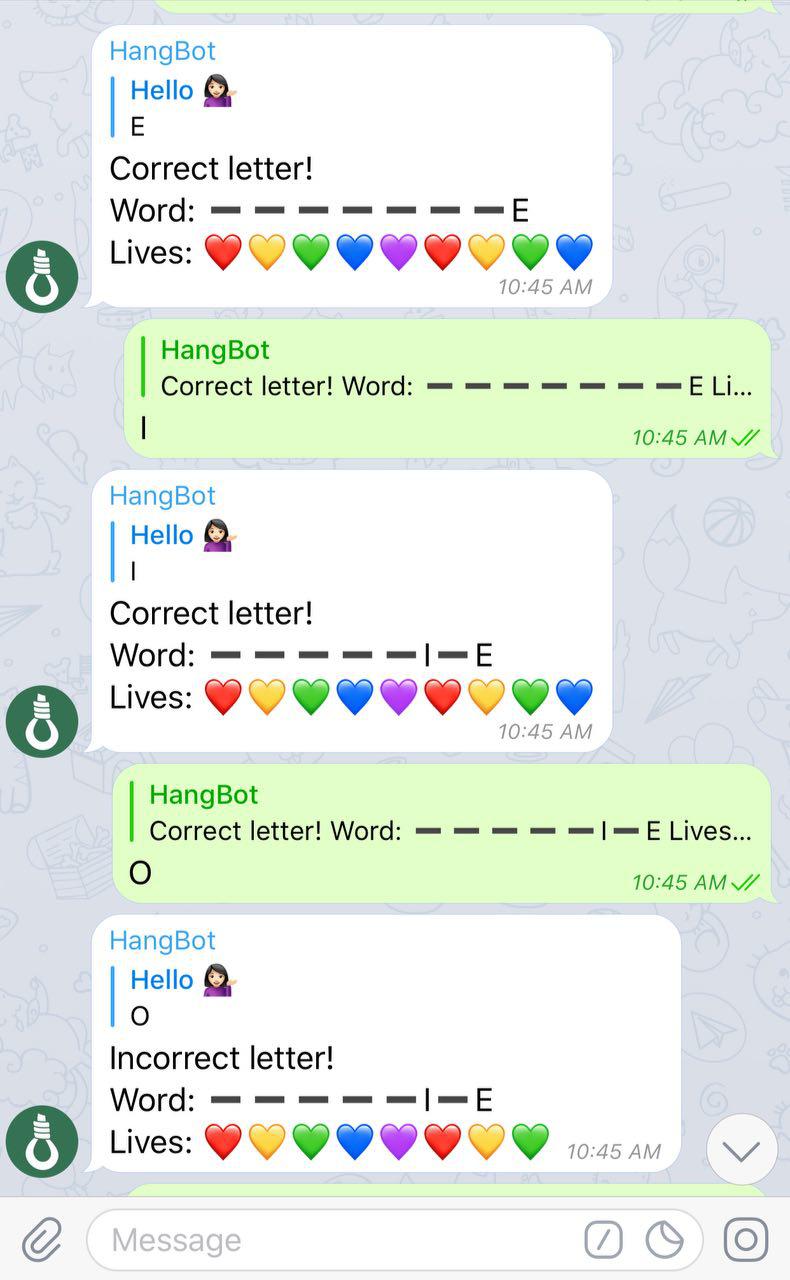 Hangbot Telegram Game Bot group chat