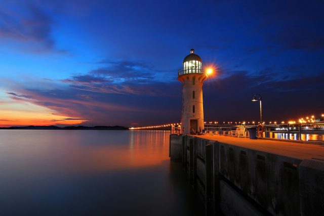 Sunset Singapore Johor Straits Lighthouse