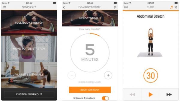 best fitness app stretching sworkit