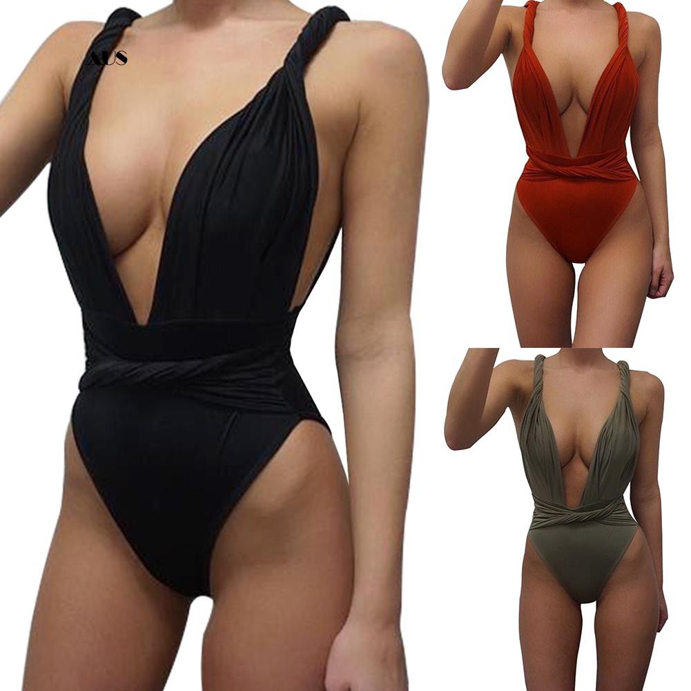 Plunging Swimsuit with Twist