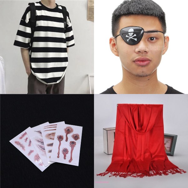 halloween costume ideas pirate adult male striped shirt eye patch