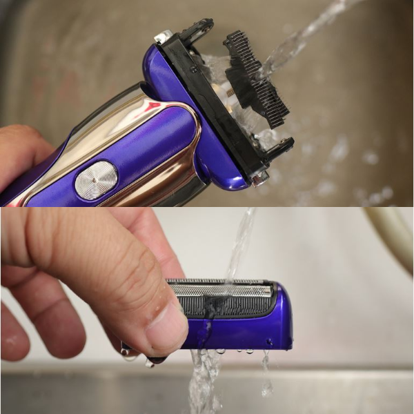 sampo best electric shaver rinsing with water