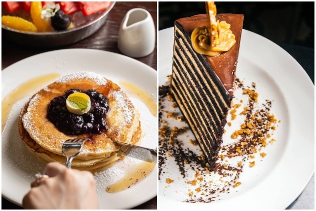 best rooftop restaurants singapore blueberry pancake chocolate peanut butter cake pastry breakfast tea