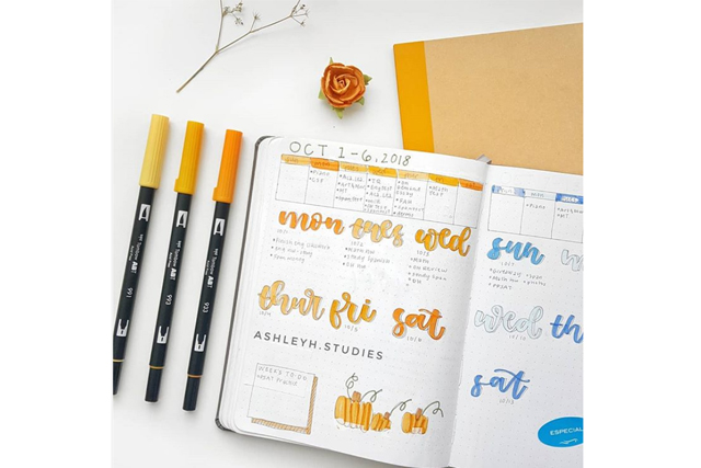 bullet journal ideas calligraphy pen tools