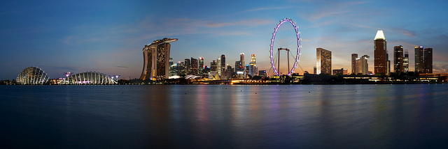 cycling singapore Gardens by the bay east evening skyline