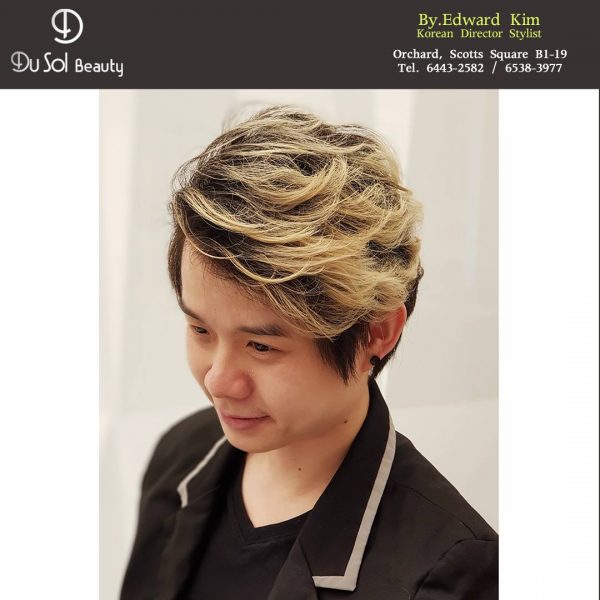 dusol beauty singapore korean hair salon blonde male perms