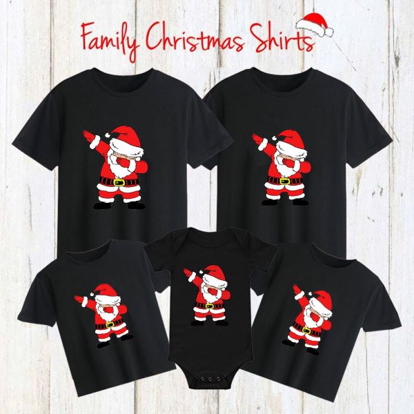black t shirts with santa design matching family outfit