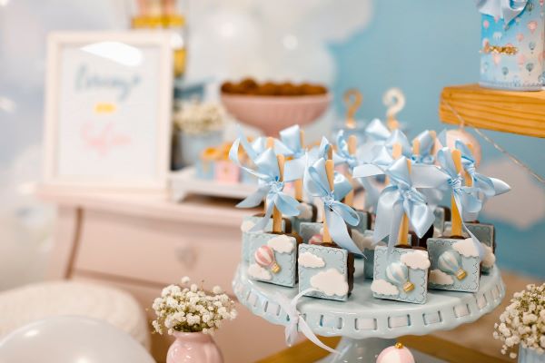 baby shower setup with gifts