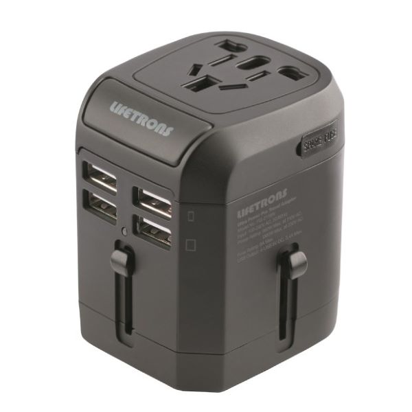 brown travel adapter