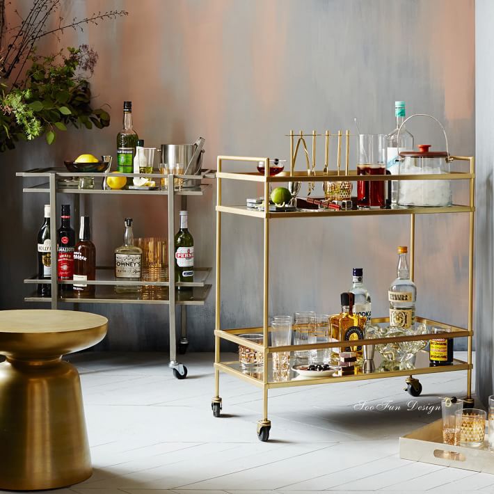 bar counter design bar cart gold