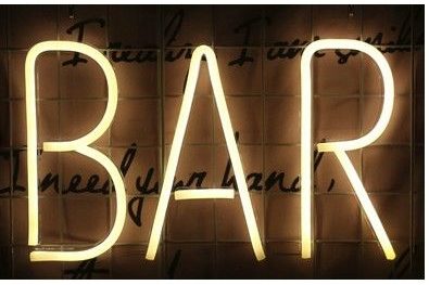 neon wall light bar counter design