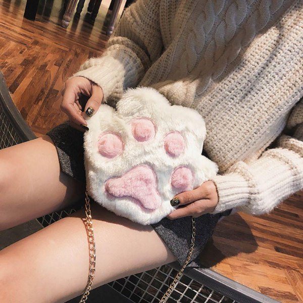 gifts for cat lovers paw sling bag furry white