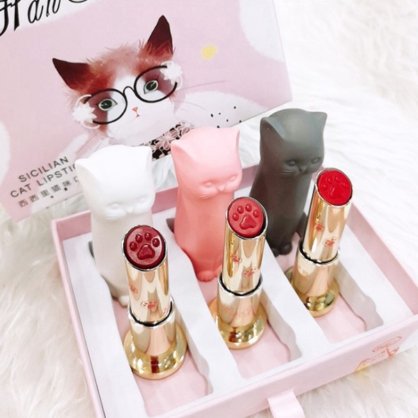 gifts for cat lovers cat-themed paw lipstick set makeup