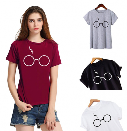 Women T-Shirt Harry Potter T Shirt Couples Short Clothes Femme Cotton Tee
