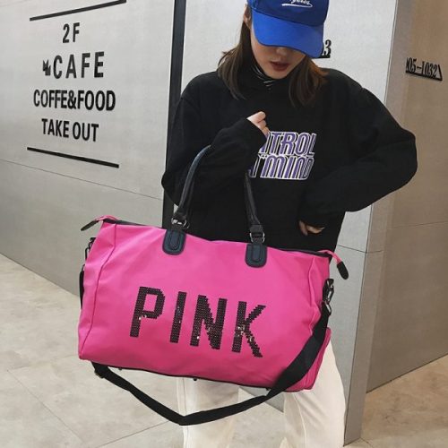 gym bag for women hot pink sequin duffel bag