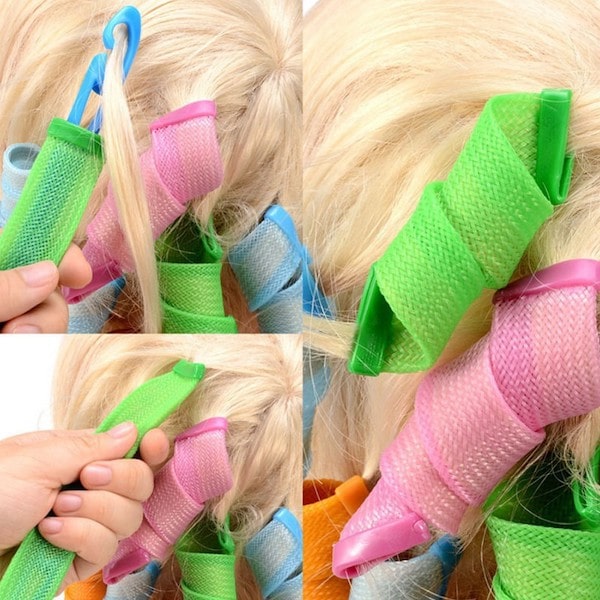 hair strip curlers in pink and green best hair curler in singapore