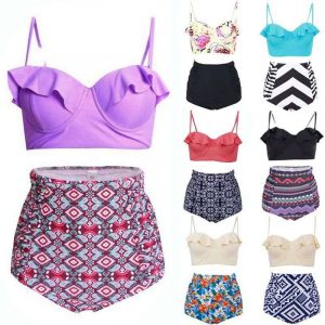 ruffled high waist bikini plus size swimwear singapore