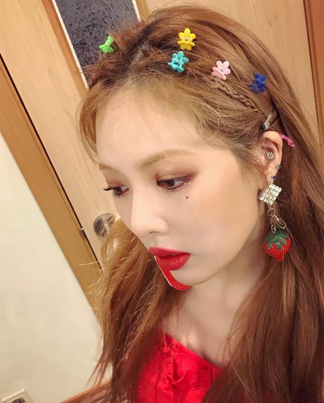 kpop hairstyle hyuna idol floral hair clip pin