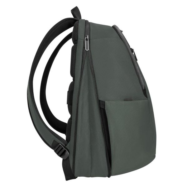 olive green targus backpack with expandable main compartment