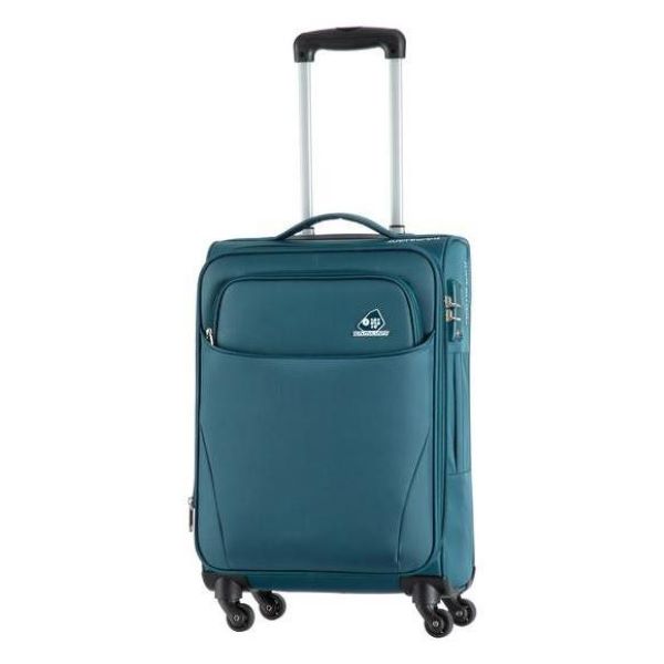 turquoise soft case luggage with outer compartments 