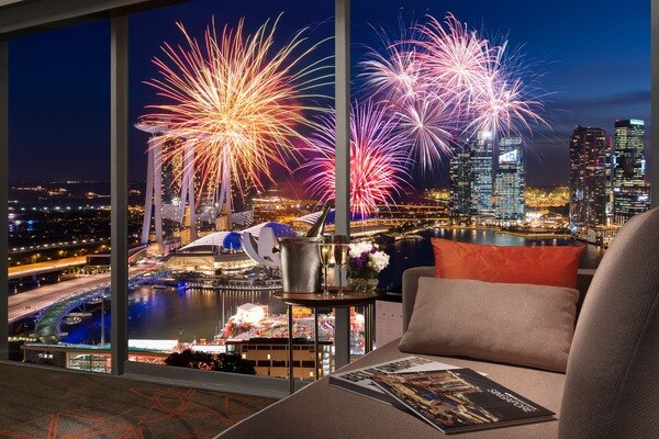 Pan pacific 2022 new year countdown fireworks singapore