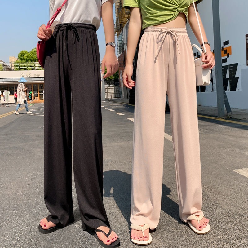 Silk Wide-Leg Long Pants