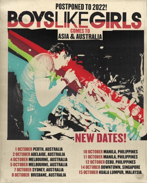 Boys Like Girls Comes To Asia & Australia upcoming concert in singapore 2022
