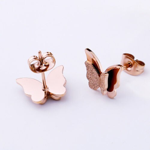 ear piercing for kids surgical stainless steel earrings butterfly rose gold hypoallergenic