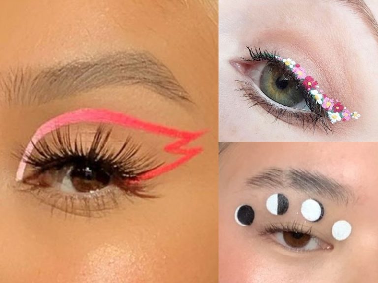 how to draw graphic eyeliner moon phase ombre flower negative space