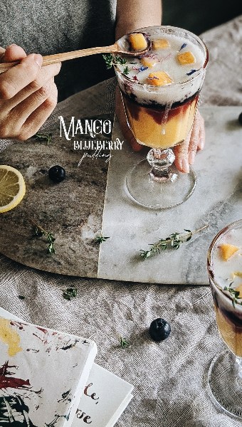 mango blueberry coconut pudding easy desserts home-cooked