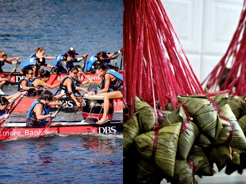 dragon boat race and rice dumpling during dragon boat festival singapore