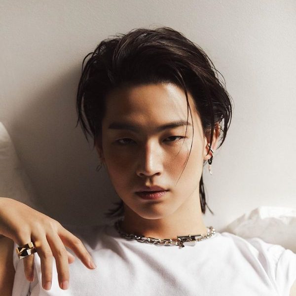 Image of Slicked-back long hair korean boy