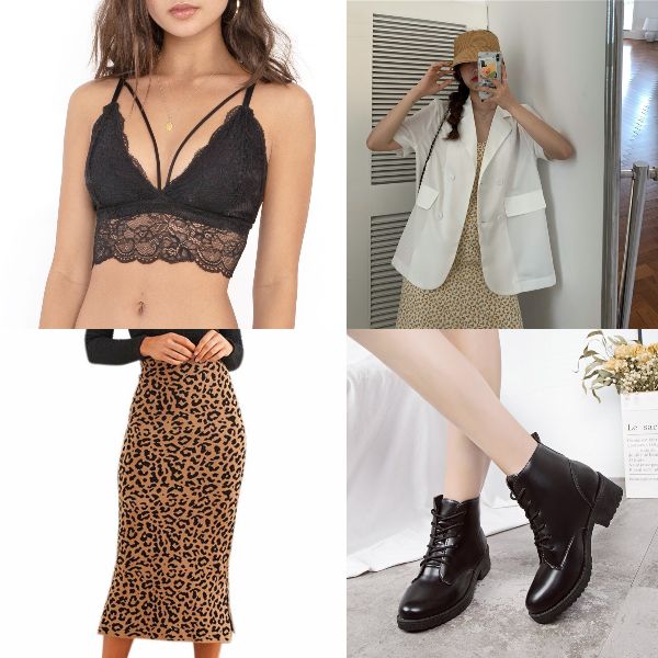 summer outfit for women fashion sexy animal prints leopard skirt bralette blazer