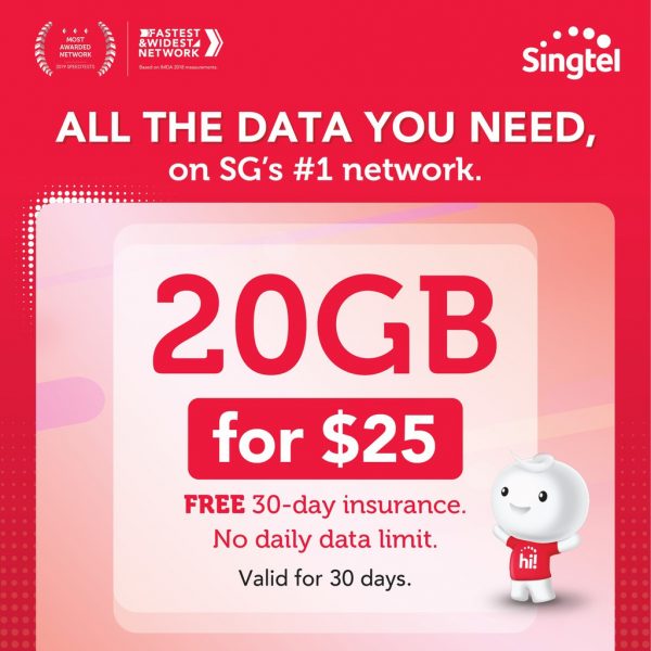 best prepaid sim card singapore singtel 20gb for $25