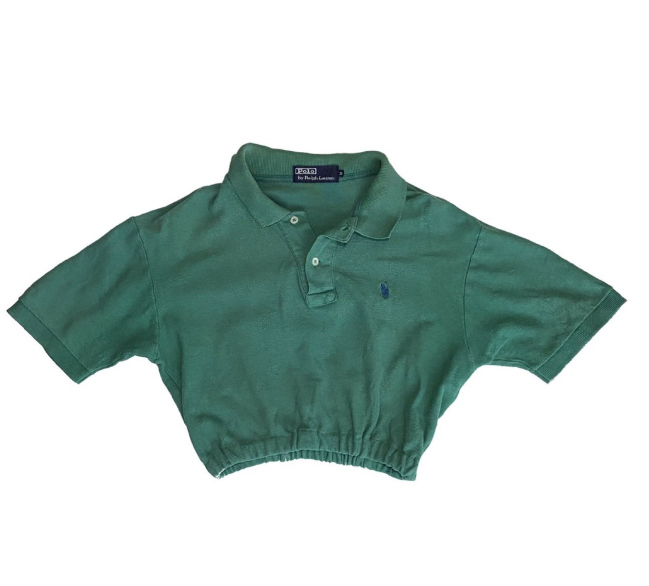 cropped polo shirt cinched waist upcycling clothes