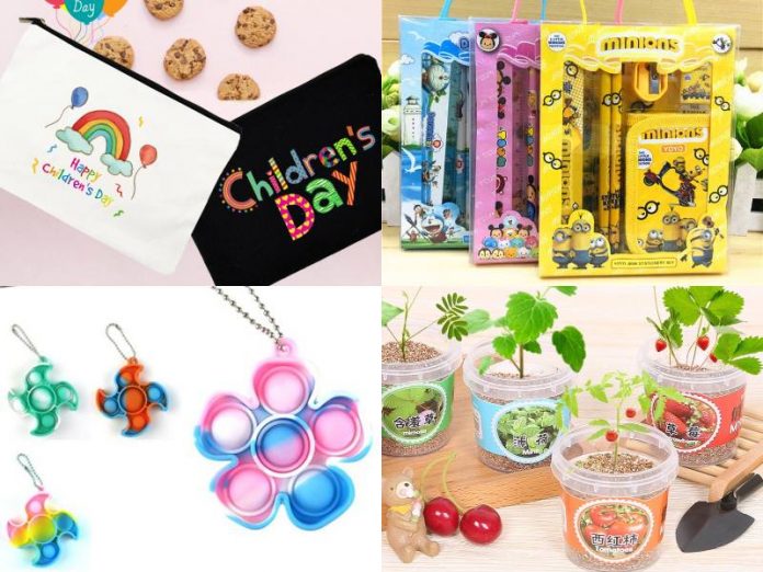 children's day gift ideas for students kids bulk wholesale personalised pouch pop it fidget toy stationery gift set plants diy