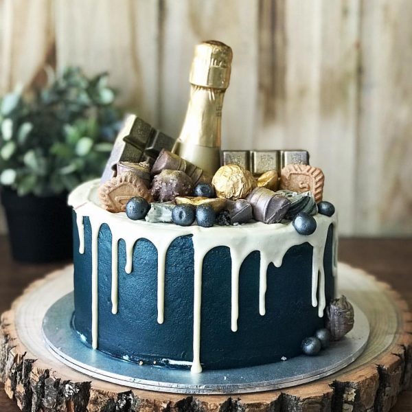 21st birthday cake singapore midnight blue champagne cake