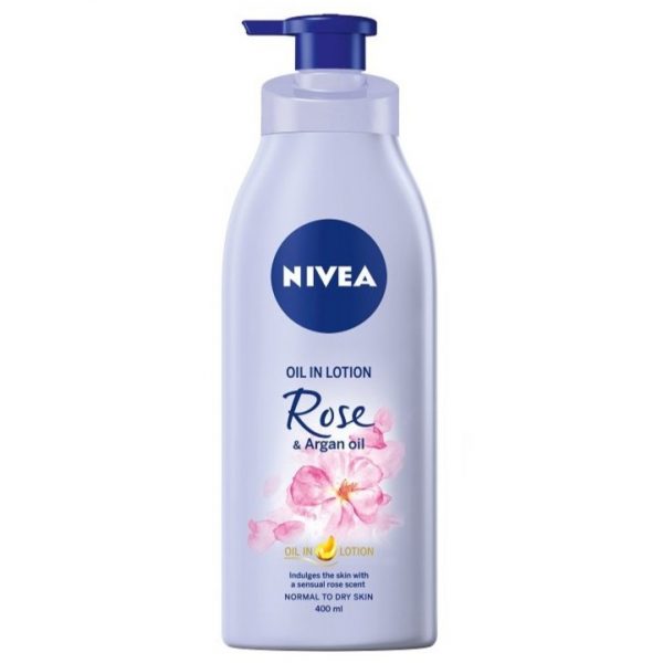 nivea body oil in lotion rose and argan oil