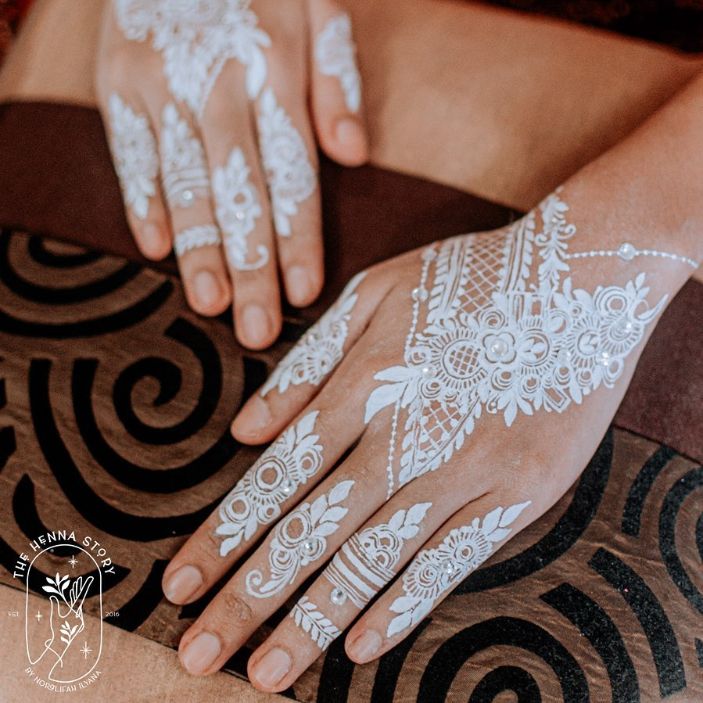  white floral henna design deepavali henna