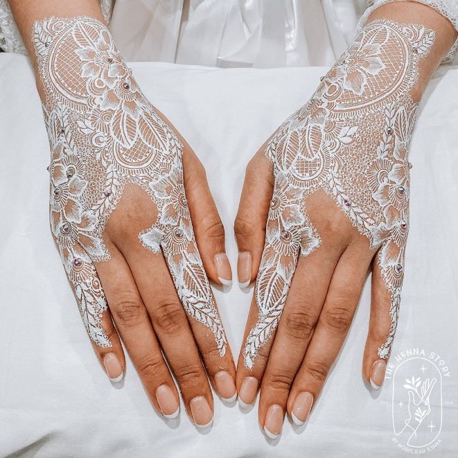 white veil design deepavali henna