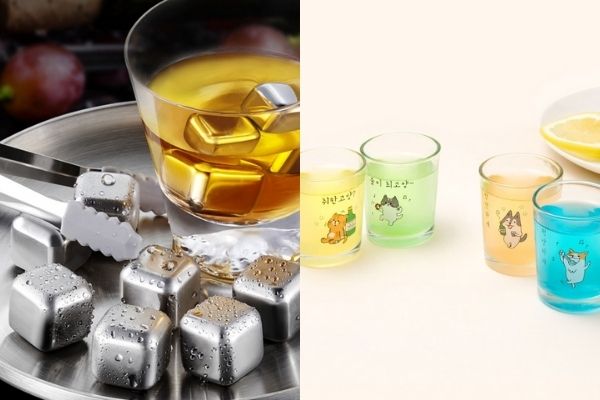 stainless steel ice cubes and soju shot glasses secret santa gift ideas
