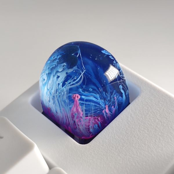 artisan resin keycap with aquarium design secret santa gift ideas