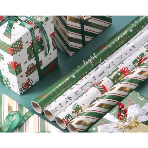 white and green christmas wrapping paper