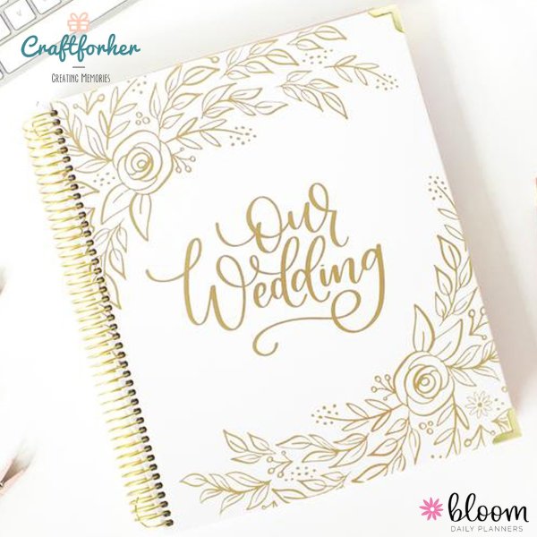 gold floral hardcover wedding planner calendar undated singapore