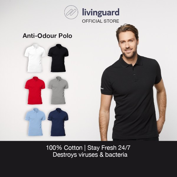 livinguard anti odour cotton polo shirt men bacteria resistant